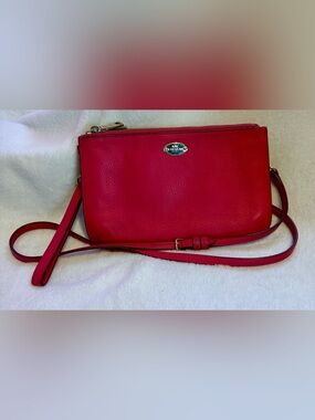 Coach Lyla Double Zip Gusset Crossbody in Bright Pink with Silver-Tone Hardware